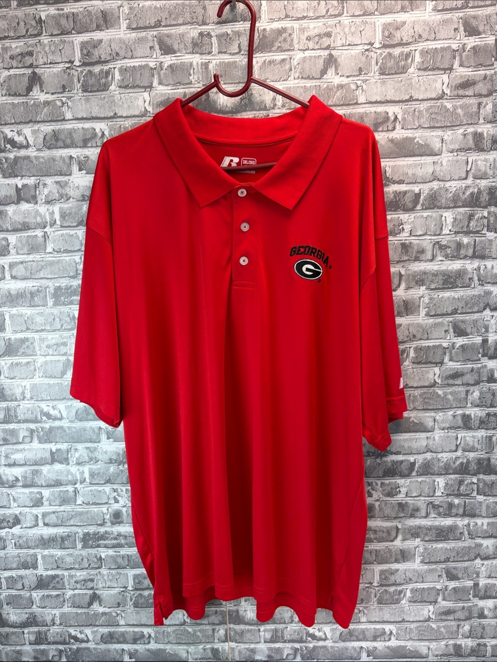 Georgia Bulldogs 
Russell Athletic Red Georgia‎ Polo Shirt with Embroidered G